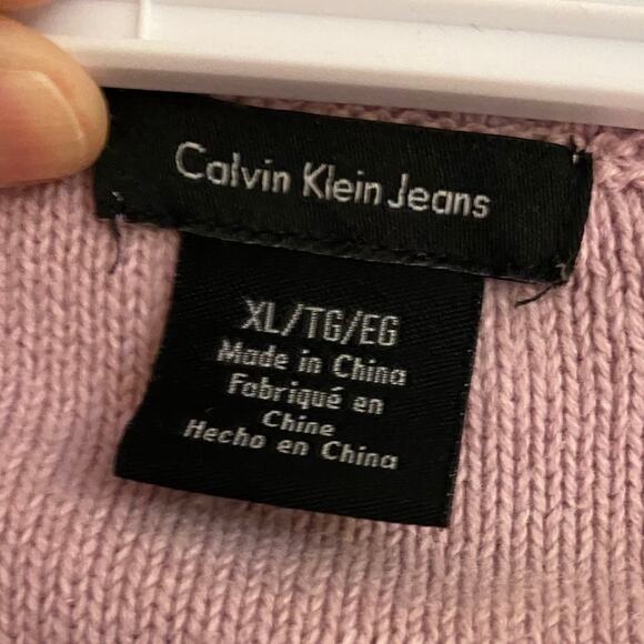 Calvin Klein Jeans Lavendar Cotton Mixed Pattern Seeater Size XL Cottagecore - Picture 3 of 4